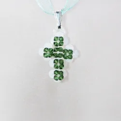 Pendant 30cm - Chastity-Green jade Organza - Pendant 30cm - Laiton argenté